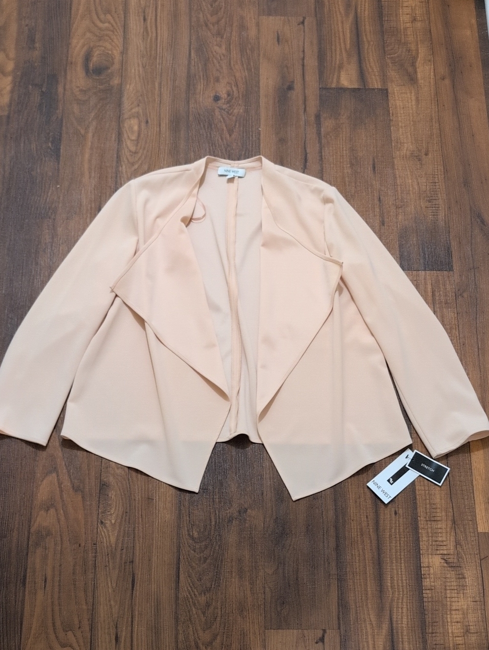 NWT Nine West Blush Pink Draped Open Front Topper Jacket Blazer - Size XL